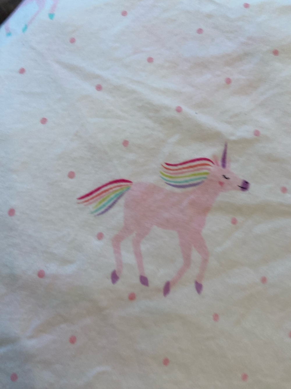 Pottery Barn Kids Organic Cotton Rainbow Unicorn Pink Dots Full Sheet Set - Picture 3 of 11
